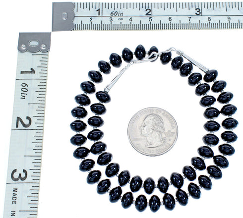 Onyx Sterling Silver Bead Necklace KX120981